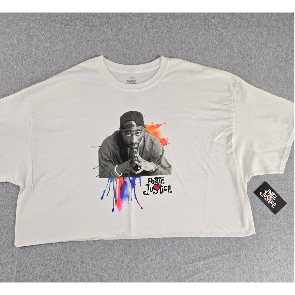 Poetic Justice Tupac Shakur Graphic Cropped T-Shirt Off White 3XL New